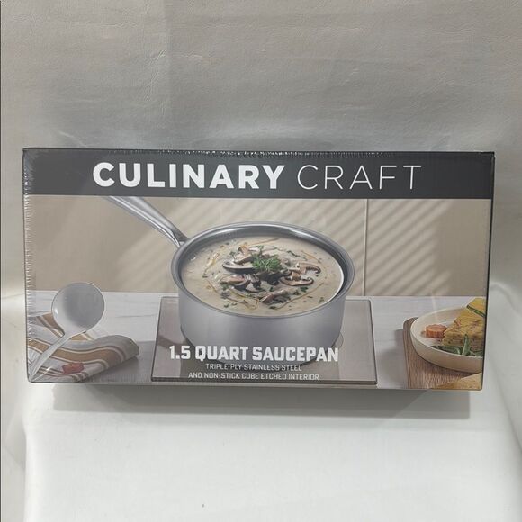 Silver Culinary Craft Cookware Saucepan 1.5 Quart Triple Ply Stainless Steel NEW - Picture 1 of 8